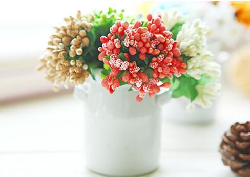 144pcs Artificial Mini Flower Stamen Pistil and Soft Stem,20mm Tiny Berry for DIY Wedding Make Bridal Hair Clips,Cake Top,Wrist Corsage Boutonniere,Candle Rings Wreath Bracelet Flower (Multicolor) in Saudi Arabia