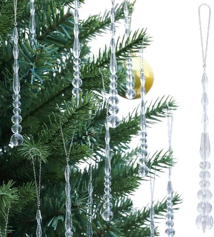 12pcs Crystal Icicle Christmas Tree Ornaments, Glass Beads Hanging Chandelier Pendants for Christmas Party Wedding Winter Decorations (Multicolor) in Kuwait