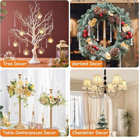 12pcs Crystal Icicle Christmas Tree Ornaments, Glass Beads Hanging Chandelier Pendants for Christmas Party Wedding Winter Decorations (Multicolor) in Kuwait