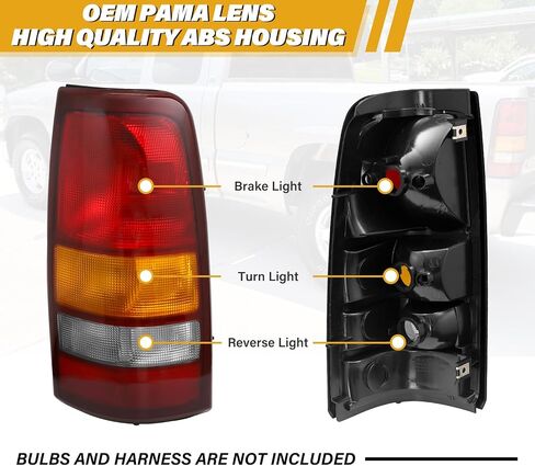 Tail Light Assembly Compatible with Chevy 1999 2000 2001 2002 Silverado | 1999-2006 GMC Sierra, Factory-Style Brake Rear Lamps for 15198453, 15198460, Red+Amber+White Lens, Red Edge in Saudi Arabia
