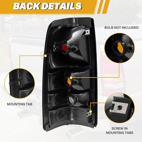 Tail Light Assembly Compatible with Chevy 1999 2000 2001 2002 Silverado | 1999-2006 GMC Sierra, Factory-Style Brake Rear Lamps for 15198453, 15198460, Red+Amber+White Lens, Red Edge in Saudi Arabia