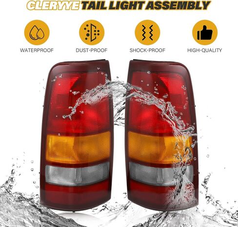 Tail Light Assembly Compatible with Chevy 1999 2000 2001 2002 Silverado | 1999-2006 GMC Sierra, Factory-Style Brake Rear Lamps for 15198453, 15198460, Red+Amber+White Lens, Red Edge in Saudi Arabia