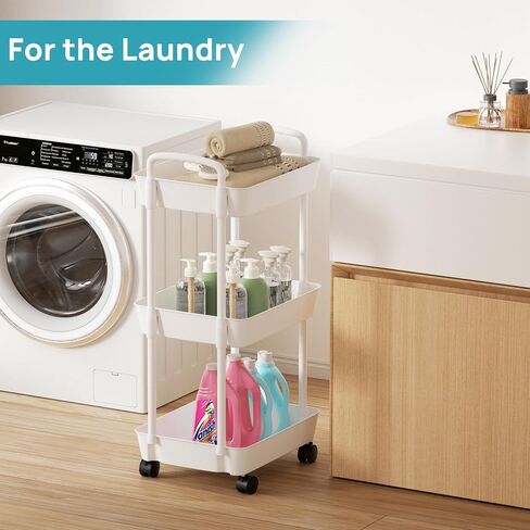 Vtopmart 4 Tier Rolling Storage Cart, Clear Bathroom Cart Organizer, Transparency Rolling Utility Cart, Mobile Shelving with Wheels for Bathroom, Laundry Room, Living Room, Narrow Places in Saudi Arabia