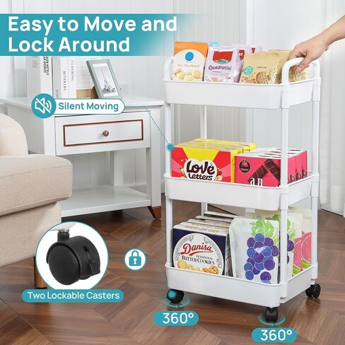 Vtopmart 4 Tier Rolling Storage Cart, Clear Bathroom Cart Organizer, Transparency Rolling Utility Cart, Mobile Shelving with Wheels for Bathroom, Laundry Room, Living Room, Narrow Places in Saudi Arabia