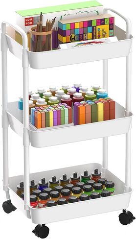 Vtopmart 4 Tier Rolling Storage Cart, Clear Bathroom Cart Organizer, Transparency Rolling Utility Cart, Mobile Shelving with Wheels for Bathroom, Laundry Room, Living Room, Narrow Places in Saudi Arabia