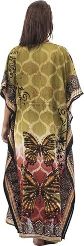 Womens Long Cool Kaftans Butterfly Print with Waist Tie in Saudi Arabia