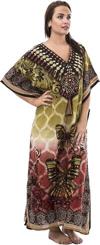 Womens Long Cool Kaftans Butterfly Print with Waist Tie in Saudi Arabia