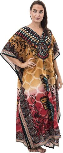 Womens Long Cool Kaftans Butterfly Print with Waist Tie in Saudi Arabia