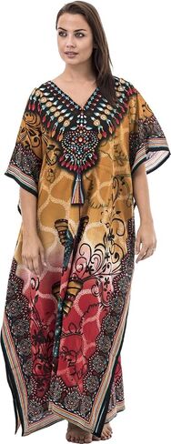 Womens Long Cool Kaftans Butterfly Print with Waist Tie in Saudi Arabia