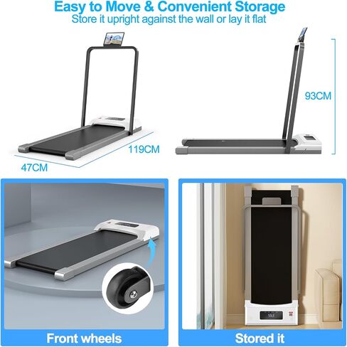Under Desk Treadmill 2 in 1 Walking Pad Desk Treadmill, Powerful and Quiet Walking Jogging, Bluetooth Audio Treadmill with LED Display, Running Treadmill Work with Remote Control & App, Small Audio in Saudi Arabia