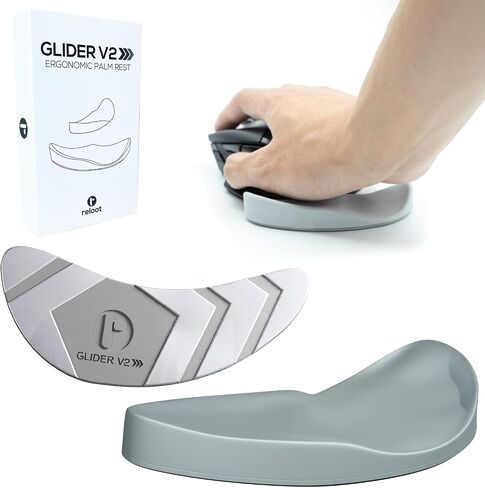 Reloot Glider v2 - مسند راحة اليد المنزلق الأصلي المريح، وسادة معصم منزلقة تتحرك باستخدام الماوس، مصمم خصيصًا لمتلازمة النفق الرسغي، مسند معصم خفيف الوزن (رمادي) in Kuwait