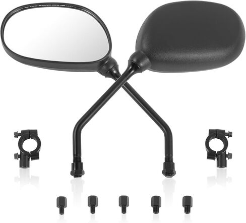 Auto Dynasty Universal ATV Rear View Mirrors with Rotary Adjustment Handlebar Mount, Bolt-In For Motorcycle Scooter Moped, Hexagonal, Textured Black in Kuwait