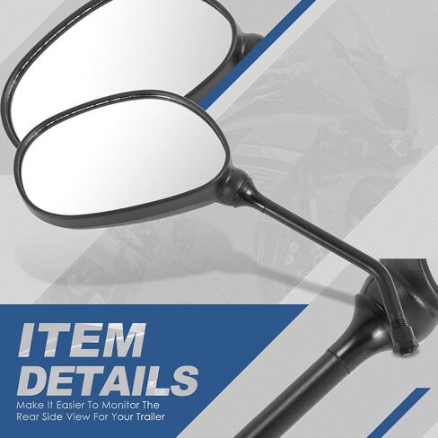 Auto Dynasty Universal ATV Rear View Mirrors with Rotary Adjustment Handlebar Mount, Bolt-In For Motorcycle Scooter Moped, Hexagonal, Textured Black in Kuwait