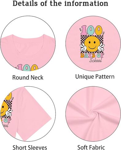 100 Days of School Shirt Teacher Shirts for Women Girls Smiling Face Graphic Student T-Shirt School Days Tee Tops in Saudi Arabia