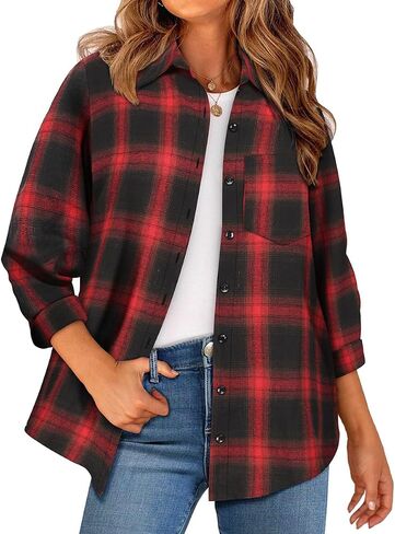 RITERA Womens Plus Size Button Down Shirts Long Sleeve Collared Dress Shirts Oversized Work Blouses Casual Tops XL-5XL in Saudi Arabia