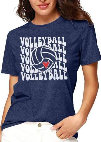 Volleyball T Shirts Women Volleyball Mom Shirts Volleyball Team Tee Tops Volleyball Graphic Casual Short Sleeve Shirts in Kuwait