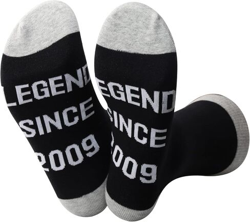 JXGZSO Funny 15th Birthday Gift 2 Pairs Legend Since 2009 Socks Funny 2009 Birthday Gift 15 Year Old Boy Birthday Gifts in Saudi Arabia
