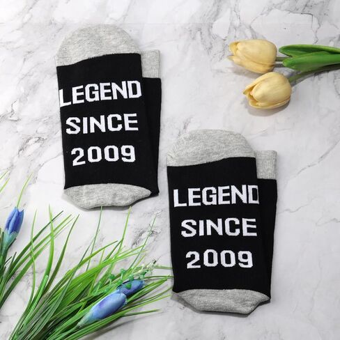 JXGZSO Funny 15th Birthday Gift 2 Pairs Legend Since 2009 Socks Funny 2009 Birthday Gift 15 Year Old Boy Birthday Gifts in Saudi Arabia