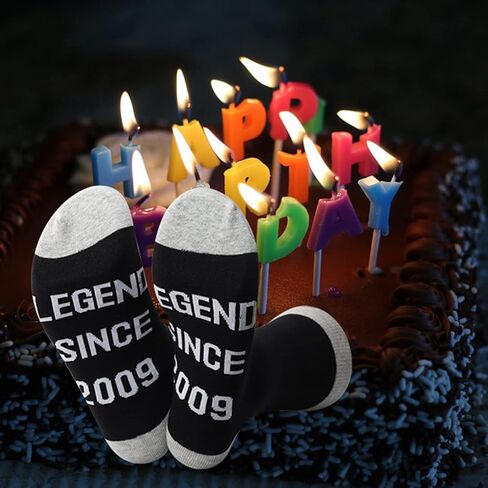 JXGZSO Funny 15th Birthday Gift 2 Pairs Legend Since 2009 Socks Funny 2009 Birthday Gift 15 Year Old Boy Birthday Gifts in Saudi Arabia