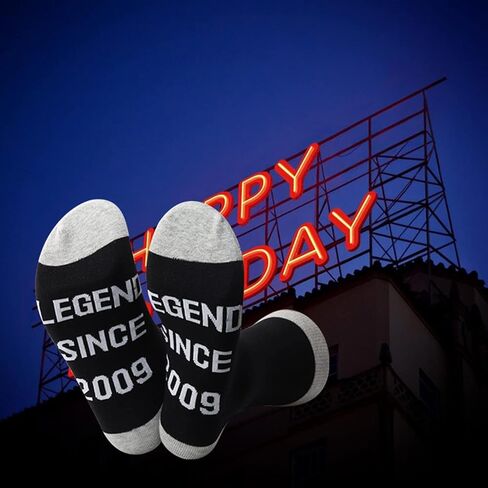 JXGZSO Funny 15th Birthday Gift 2 Pairs Legend Since 2009 Socks Funny 2009 Birthday Gift 15 Year Old Boy Birthday Gifts in Saudi Arabia