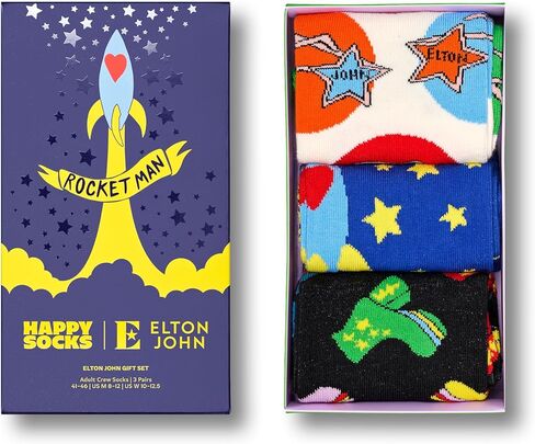 مجموعة Happy Socks مكونة من 3 جوارب Elton John Crew، وصندوق هدايا ملون وممتع مع جوارب ذات طابع موسيقي لمحبي Elton John in Kuwait