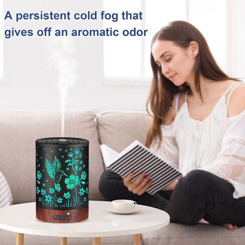 Essential Oil Diffuser- Aromatherapy Diffuser with7 Colors Light, and Auto-Off -Metal Cool Mist Humidifier for Home and Office（Red Bird） in Saudi Arabia