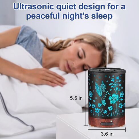 Essential Oil Diffuser- Aromatherapy Diffuser with7 Colors Light, and Auto-Off -Metal Cool Mist Humidifier for Home and Office（Red Bird） in Saudi Arabia