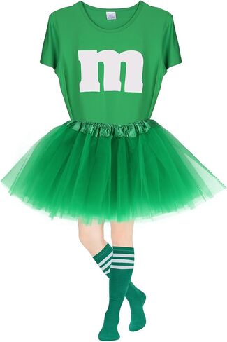 Letter M Halloween Costume Set T-Shirt Tutu Tube Socks Team Group Costumes for Women Halloween Cosplay Events in Saudi Arabia
