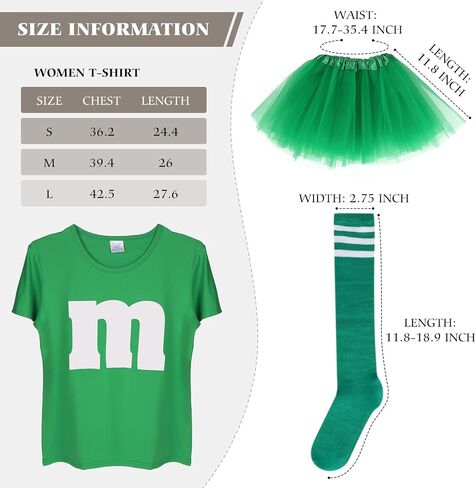 Letter M Halloween Costume Set T-Shirt Tutu Tube Socks Team Group Costumes for Women Halloween Cosplay Events in Saudi Arabia