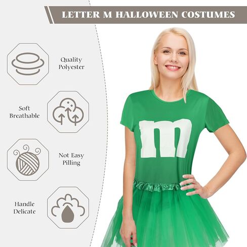 Letter M Halloween Costume Set T-Shirt Tutu Tube Socks Team Group Costumes for Women Halloween Cosplay Events in Saudi Arabia