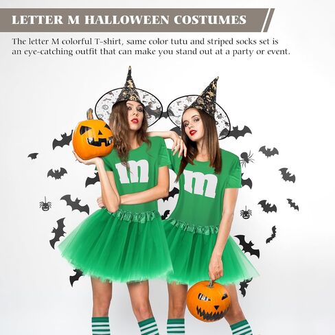 Letter M Halloween Costume Set T-Shirt Tutu Tube Socks Team Group Costumes for Women Halloween Cosplay Events in Saudi Arabia