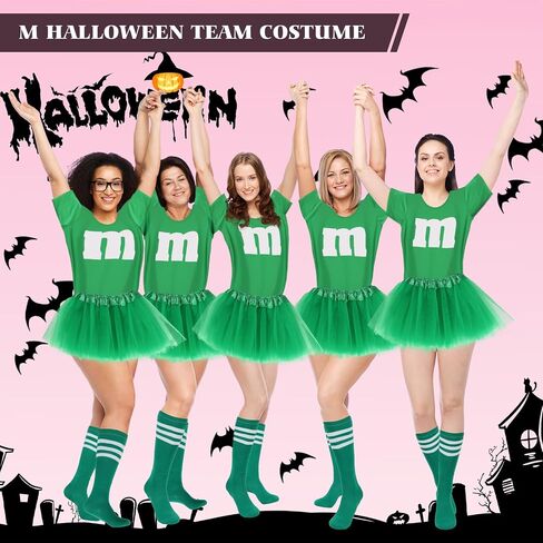 Letter M Halloween Costume Set T-Shirt Tutu Tube Socks Team Group Costumes for Women Halloween Cosplay Events in Saudi Arabia