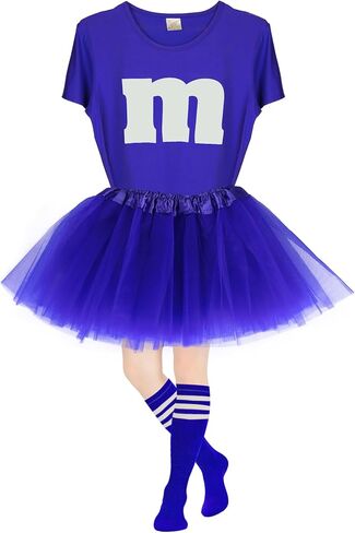 Letter M Halloween Costume Set T-Shirt Tutu Tube Socks Team Group Costumes for Women Halloween Cosplay Events in Saudi Arabia