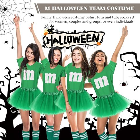 Letter M Halloween Costume Set T-Shirt Tutu Tube Socks Team Group Costumes for Women Halloween Cosplay Events in Saudi Arabia