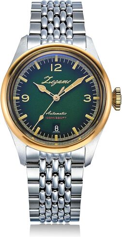 ZEZAME Men's Stainless Steel Watch,Men's Mechanical Luxury Watch,Classic 3-Hand Automatic Watch,Luminous Hand and Mark,Screw-Crown,38mm,Greeneyes in Saudi Arabia