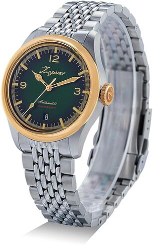 ZEZAME Men's Stainless Steel Watch,Men's Mechanical Luxury Watch,Classic 3-Hand Automatic Watch,Luminous Hand and Mark,Screw-Crown,38mm,Greeneyes in Saudi Arabia