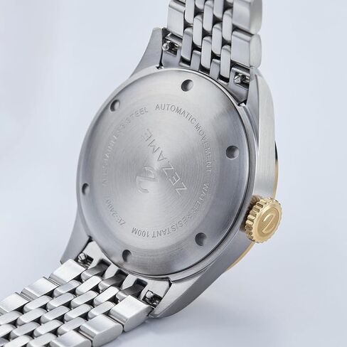 ZEZAME Men's Stainless Steel Watch,Men's Mechanical Luxury Watch,Classic 3-Hand Automatic Watch,Luminous Hand and Mark,Screw-Crown,38mm,Greeneyes in Saudi Arabia