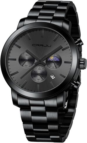 CRRJU Watches for Men Luxury Business Stainless Steel Waterproof Calendar Chronograph Analog Quartz Wristwatches in Saudi Arabia