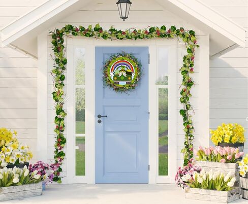 WaaHome سعيد عيد القديس باتريك علامة اكليلا من الزهور لديكور الباب الأمامي، ديكورات باب القديس باتريك، 11.3 "x11.3" علامة ديكور القديس باتريك للمنزل جدار الباب الأمامي ديكورات حفلات الشرفة in Kuwait