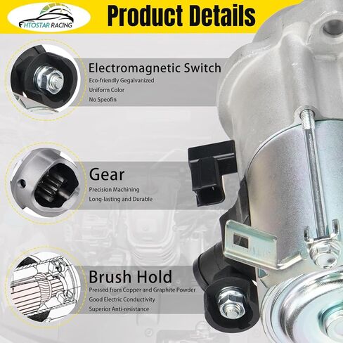 محرك بداية جديد متوافق مع Honda Accord 2013-2017/Civic 2016-2019/CR-V 2015-2016 2.0L 2.4L L4 يستبدل المحرك 10914 31200-5A2-A51 31200-5A2-A52 SM-74009 SM740-09 410-54249ر in Kuwait