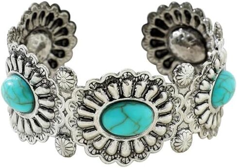 Turquoise Cuff Bracelet,South Western Cowgirl Bangle Bracelets Bohemian Gift for Women in Kuwait