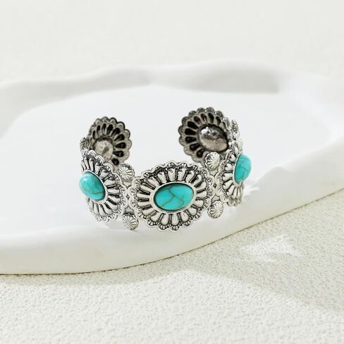 Turquoise Cuff Bracelet,South Western Cowgirl Bangle Bracelets Bohemian Gift for Women in Kuwait