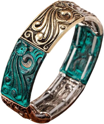 Turquoise Cuff Bracelet,South Western Cowgirl Bangle Bracelets Bohemian Gift for Women in Kuwait