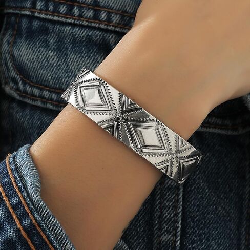 Turquoise Cuff Bracelet,South Western Cowgirl Bangle Bracelets Bohemian Gift for Women in Kuwait