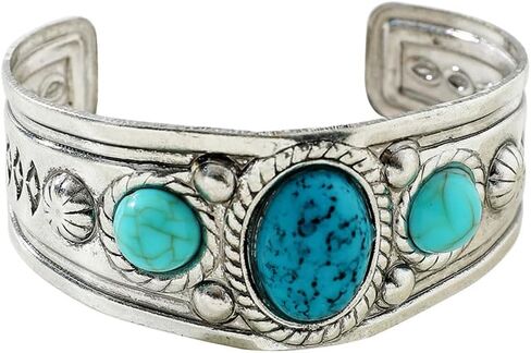 Turquoise Cuff Bracelet,South Western Cowgirl Bangle Bracelets Bohemian Gift for Women in Kuwait