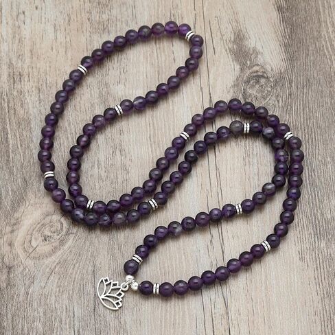 قلادة جابا مالا 6 مم، سوار خرز مالا 108 مصنوع يدويًا مع سحر اللوتس للرجال والنساء in Kuwait