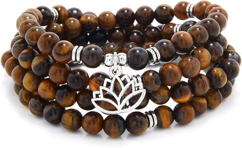 6mm Japa Mala Necklace 108 Mala Beads Bracelet Handcrafted with Lotus Charm for Men or Women in Saudi Arabia