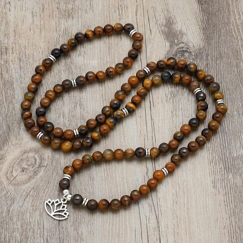 6mm Japa Mala Necklace 108 Mala Beads Bracelet Handcrafted with Lotus Charm for Men or Women in Saudi Arabia