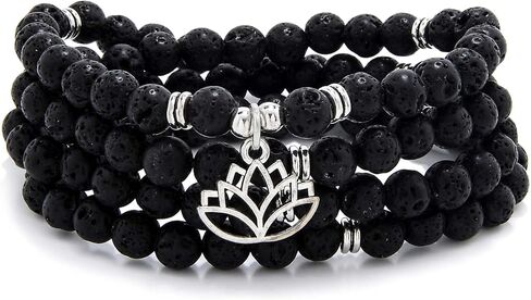 6mm Japa Mala Necklace 108 Mala Beads Bracelet Handcrafted with Lotus Charm for Men or Women in Saudi Arabia
