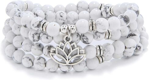 6mm Japa Mala Necklace 108 Mala Beads Bracelet Handcrafted with Lotus Charm for Men or Women in Saudi Arabia